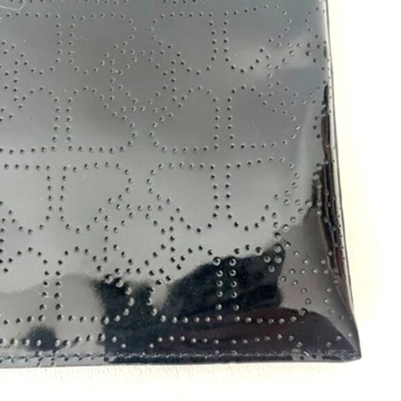 Kate Spade Metro Black Patent Hearts Pouch Clutch Makeup Bag Top Zip - Picture 4 of 7